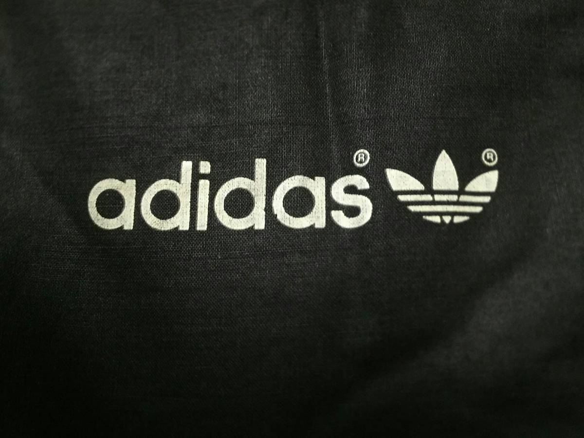 希少フィンランド製☆アディダスORIGINALS80Sオリジナルスjacketブルゾン黒adidas白ヴィンテージ年代物トレフォイル日本のS～Mサイズ相当_オリジナルスのadidasトレフォイルロゴ☆