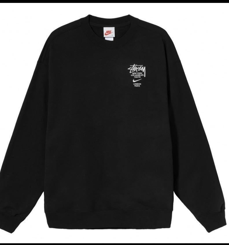 高品質の人気 Crew NIKEコラボSTUSSYナイキFleece Sweat スウェット黒