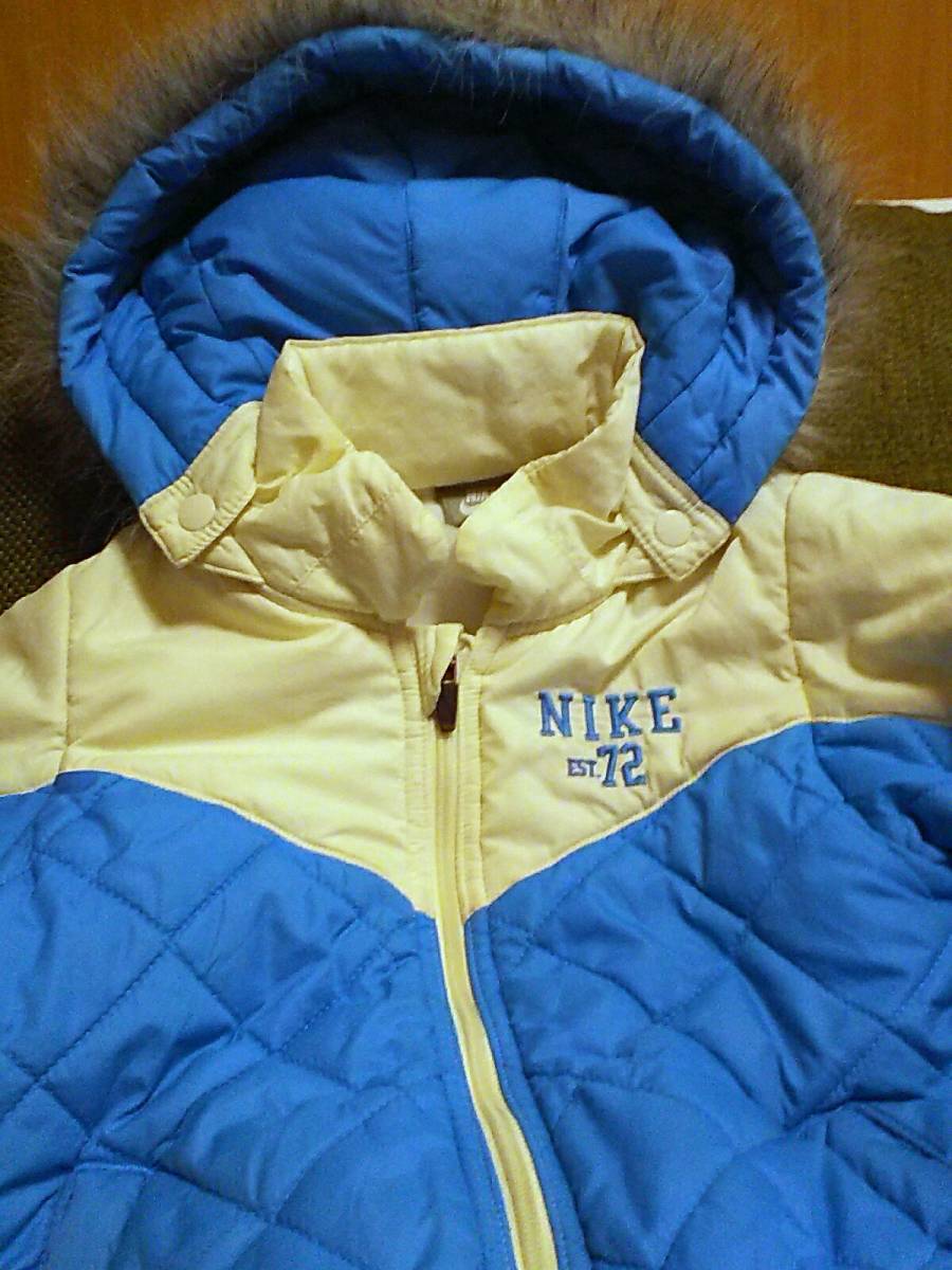 中綿JACKETナイキNIKE取り外し可能フード付ジャンパー100cmナイロン白ホワイト水色SNOW刺繍ロゴ雪KIDSキッズ男の子95cm105cmフーセンウサギ_画像3