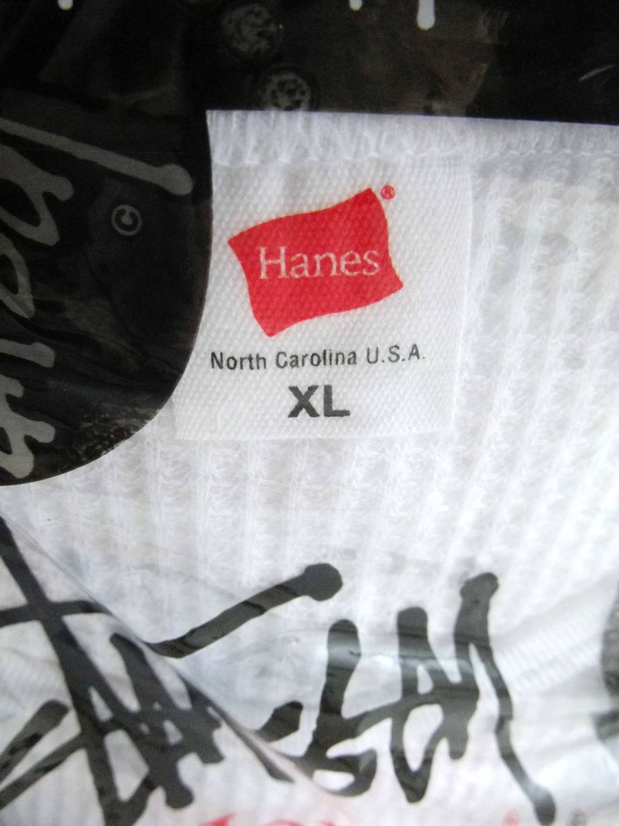 STUSSY Stussy × Hanes сотрудничество длинный рукав термический размер XL вафля белый long T упаковка Tee новый товар * нераспечатанный белый разделение nz