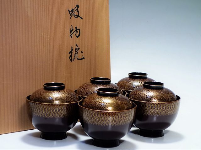 未使用 象彦 吸物椀 ５客 - 工芸品