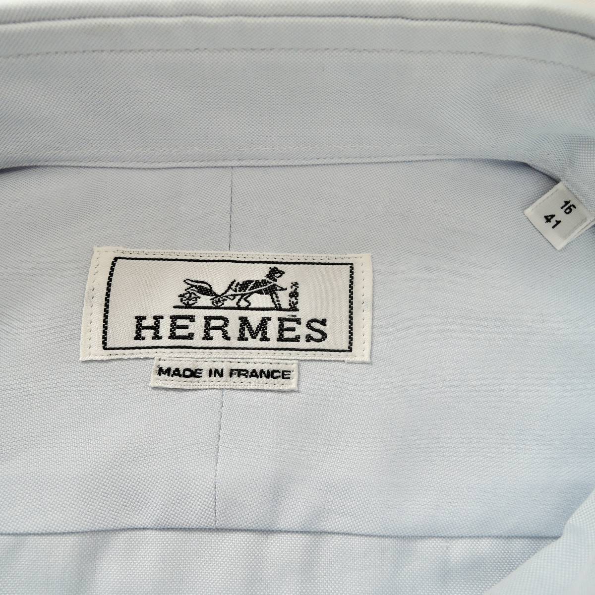 # новый товар не использовался товар #Hermes Hermes кнопка down Short рукав рубашка голубой size41/16 короткий рукав 