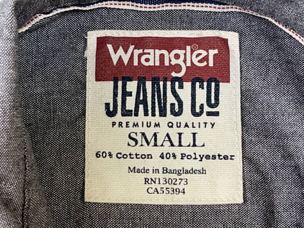 ☆送料無料☆ Wrangler ラングラー USA直輸入 古着 長袖 無地 シャツ メンズ S グレー トップス 中古 即決_画像9