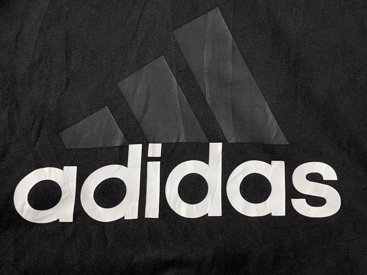 ☆送料無料☆ adidas アディダス USA直輸入 古着 プルオーバー ロゴ パーカー 裏起毛 レディース M ラグラン ブラック トップス 中古 即決_画像5