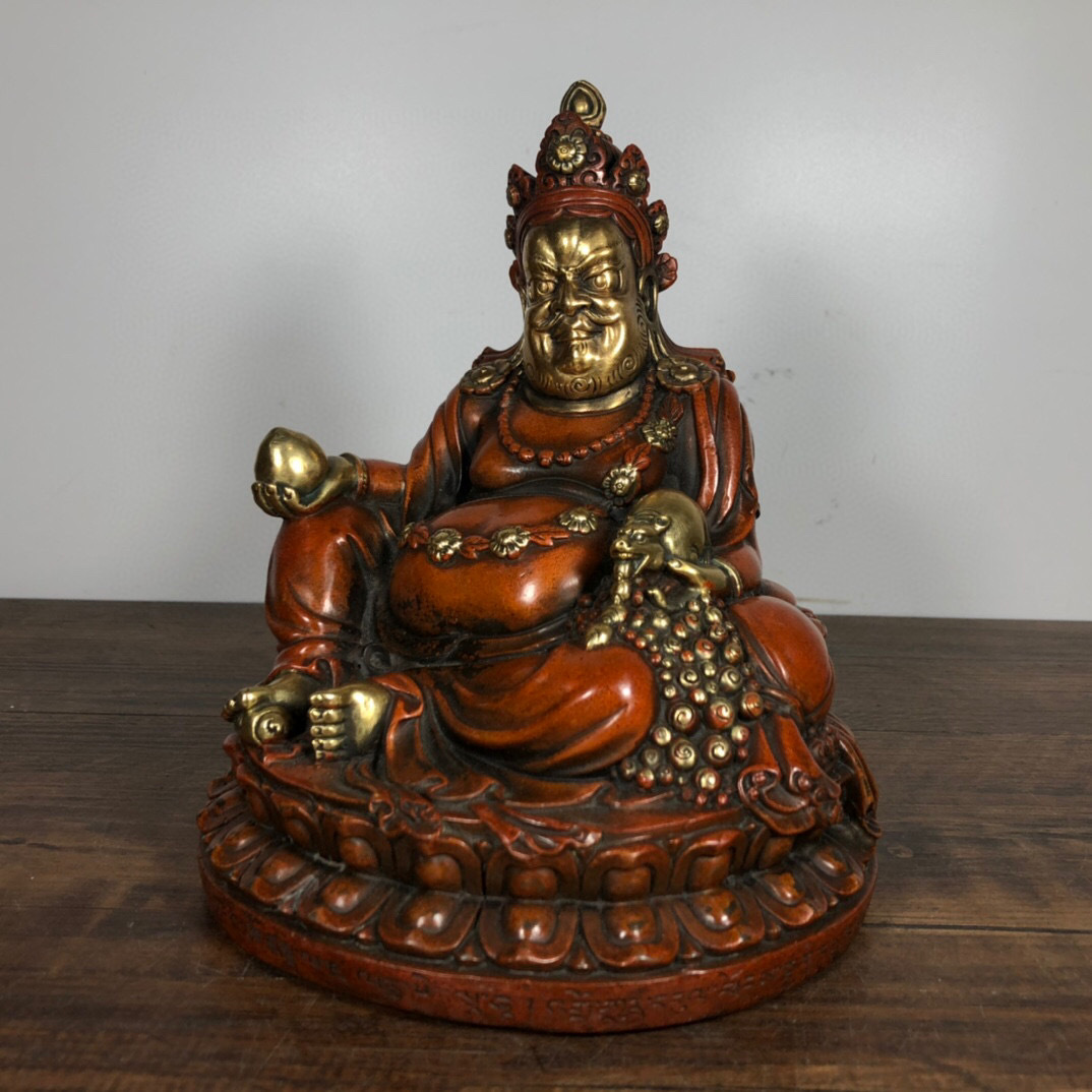 骨董収蔵 銅製 塗金 黄財神仏像 収蔵品 物品 古美術品 稀少珍蔵品 