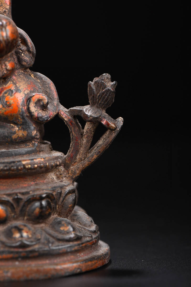 骨董収蔵 銅製 泥金 自在觀音仏像 物品 古美術品 稀少珍蔵品031959 
