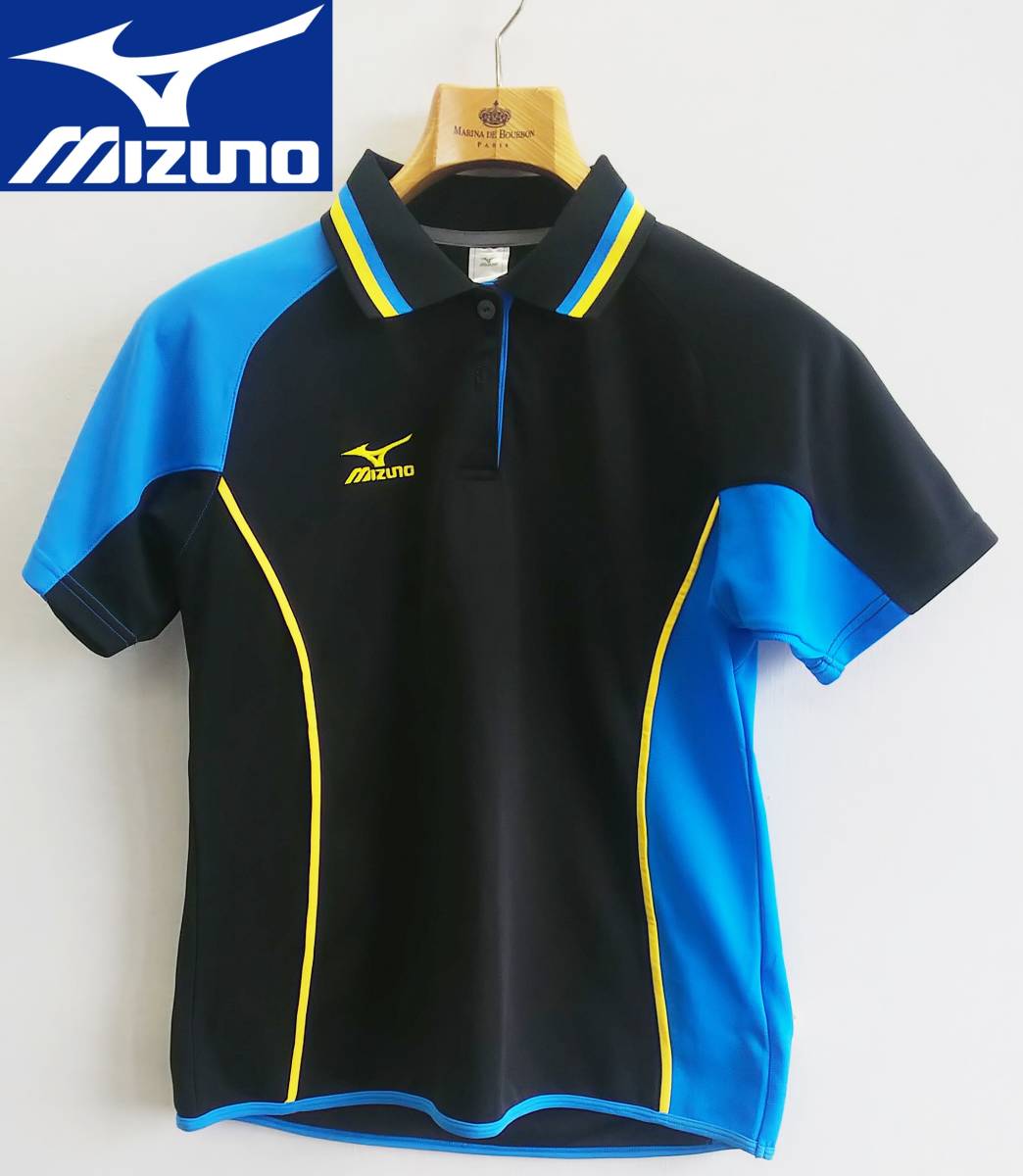 ■mizuno*Mサイズ*半袖ポロシャツ*メッシュ生地*通気性*伸縮性*黒*青*黄色*レディース*テニス*ゴルフ*夏*スポーツウェアミズノ #4906_画像1