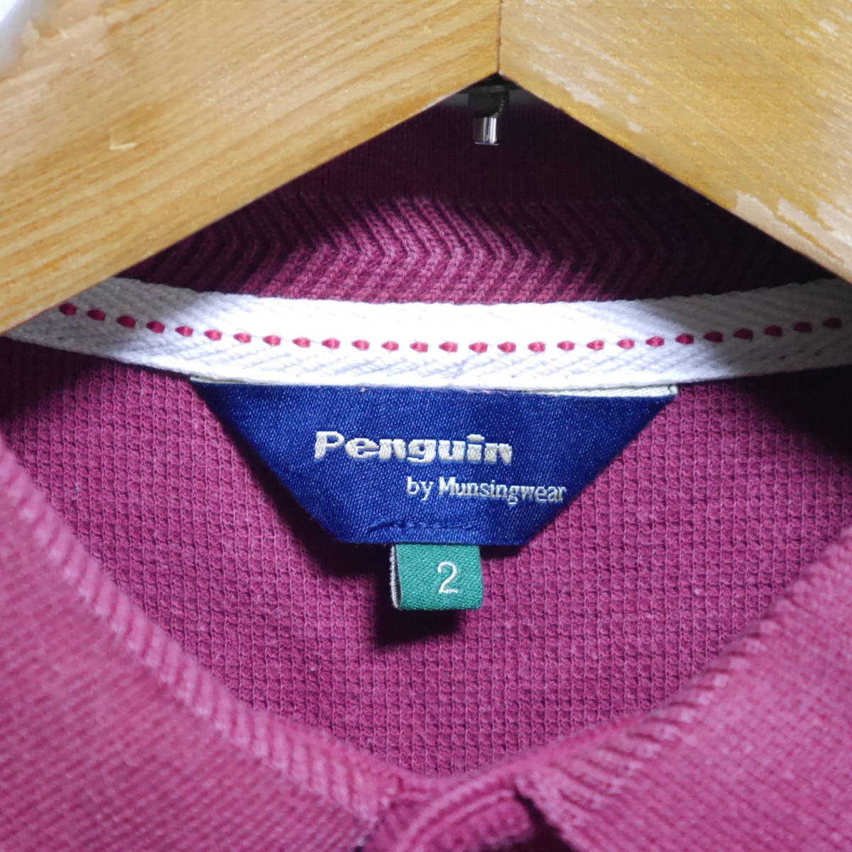 F14 □ Penguin by MUNSINGWEAR □ ペンギンバイマンシングウェア　ポロシャツ　赤系　中古　サイズ２_画像7