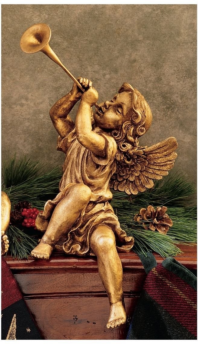 セント・ピーターズ・スクエアのトランペット持った ガール エンジェル（智天使）彫刻 彫像(輸入品