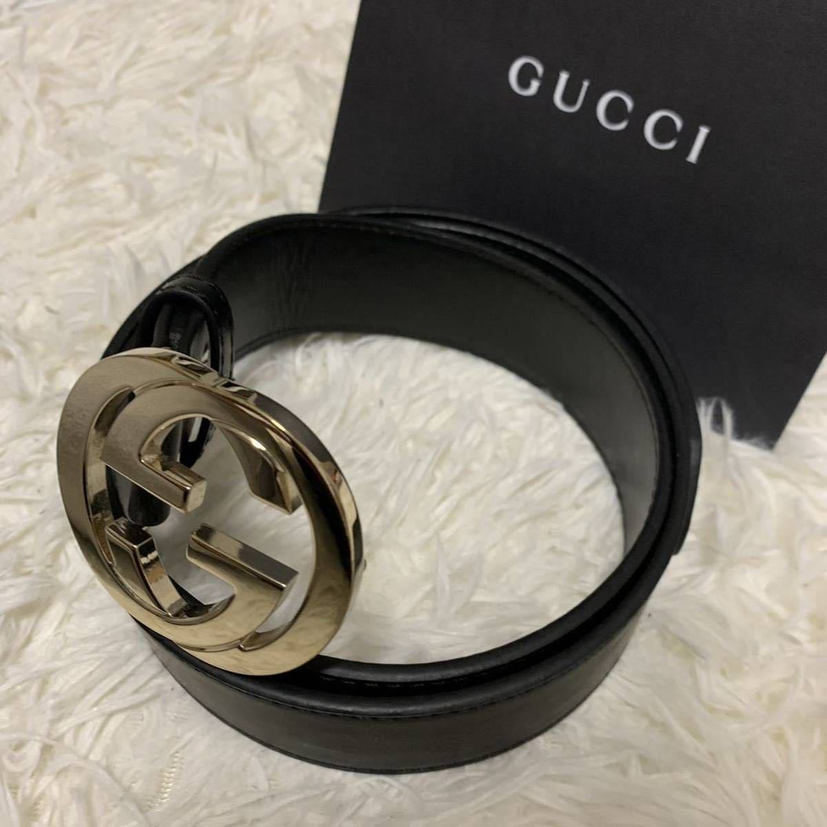 1円～ GUCCI グッチ インターロッキング GG ブラック メンズ