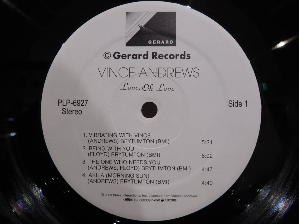 〇VINCE ANDREWS/LOVE,OH LOVE LPレコード　PLP-6927_画像3