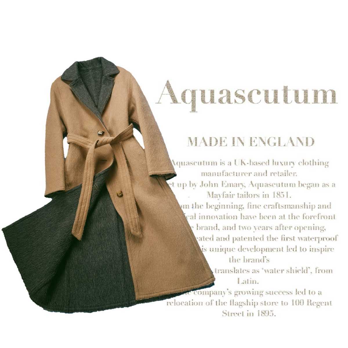 超高級 極美品 本場英国製 Aquascutum 希少一級品一枚仕立て ベルテッドコート ツートンカラー アクアスキュータム ダブルフェイス _画像1