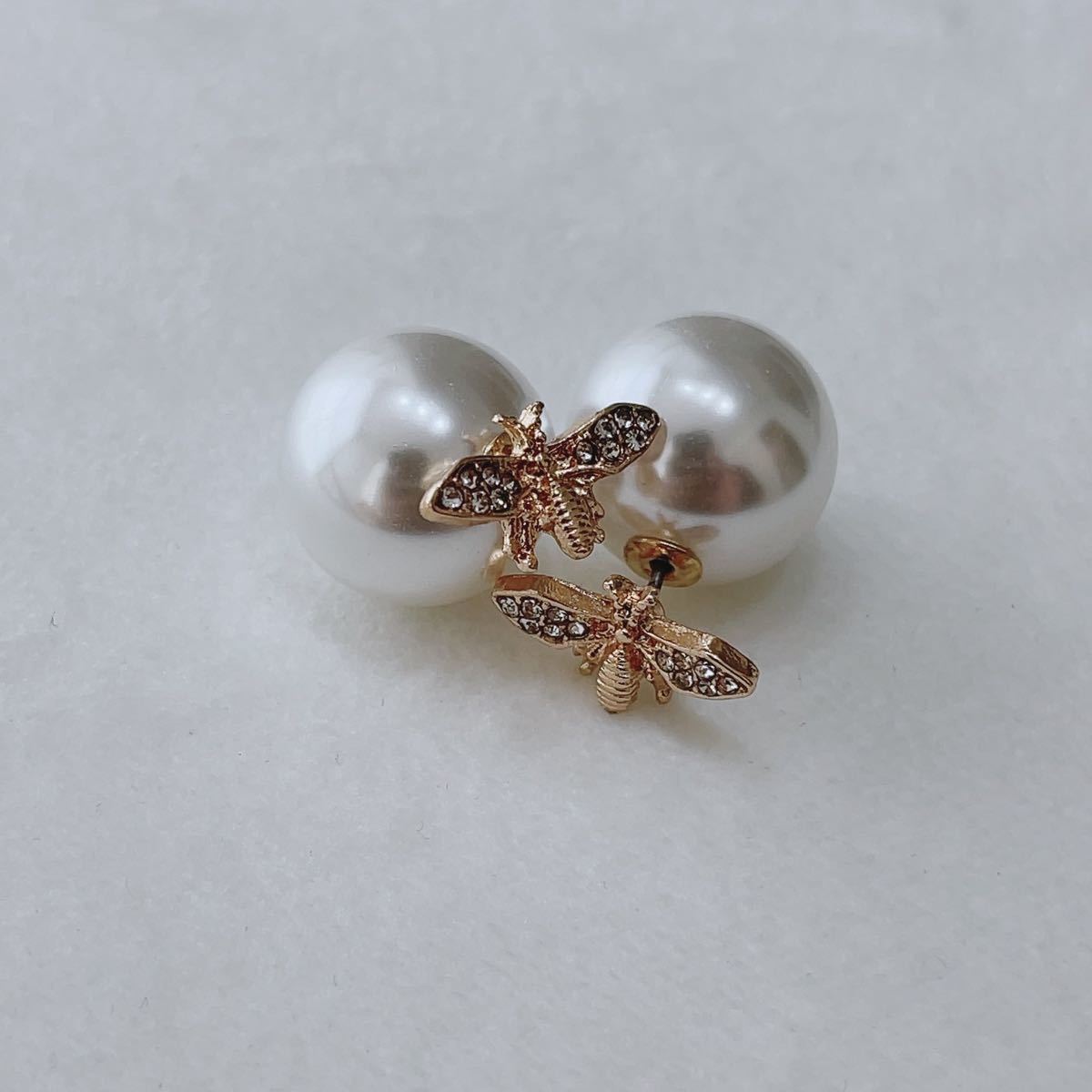 パールピアス ゴールドピアス 蜂 ビー イヤーカフ イヤリング グッチ風