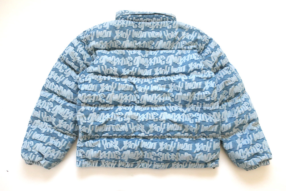 (L)Supreme Fat Tip Jacquard Denim Puffer Jacketシュプリームファトテップジャカードパファージャケットデニム青Blue_画像4