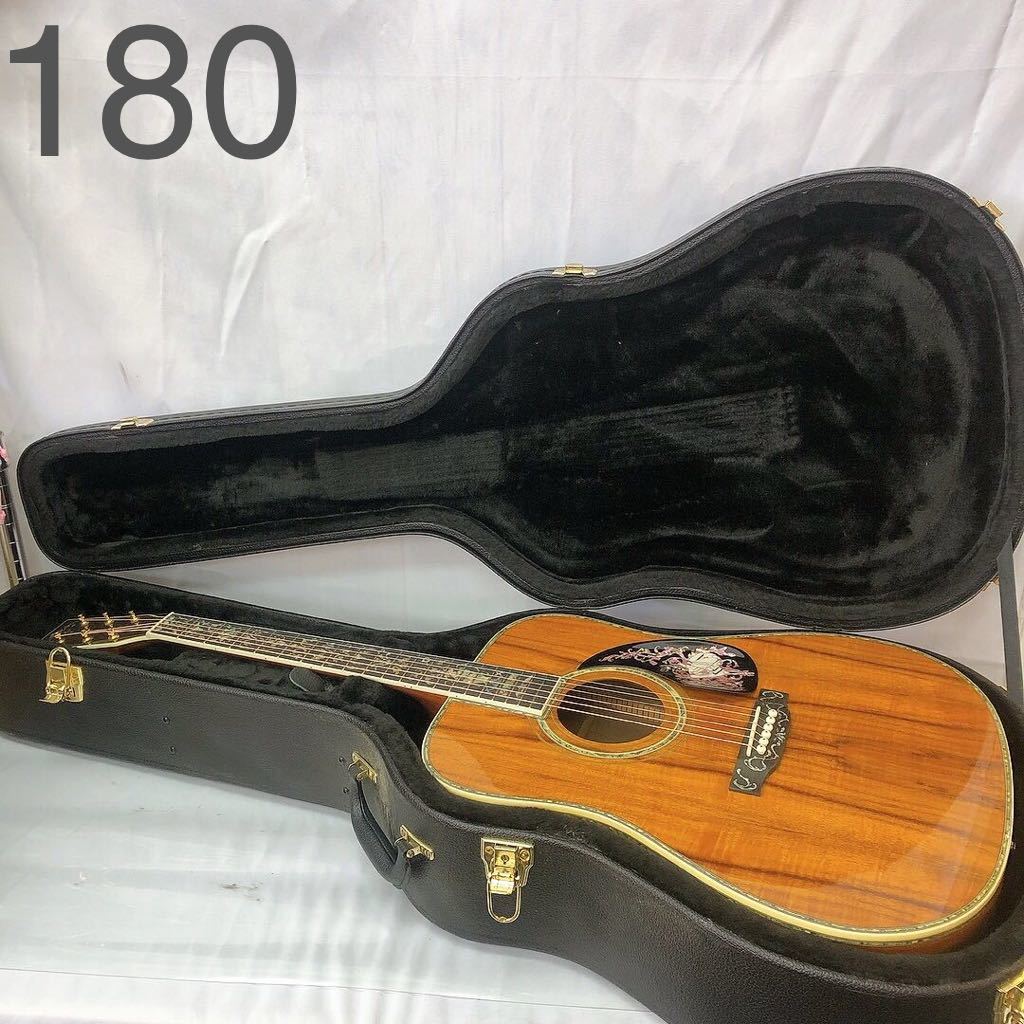 DB180 フラワートーチ リアルアバロン エレアコ ギター 豪華装飾 アコースティックギター ノーブランド ケース付 現状品 動作未確認 