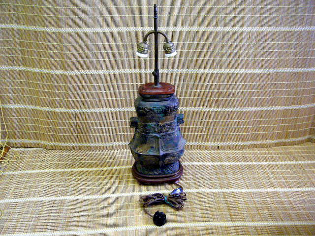 アンティーク　ヴィンテージ　青銅器　シェードランプ