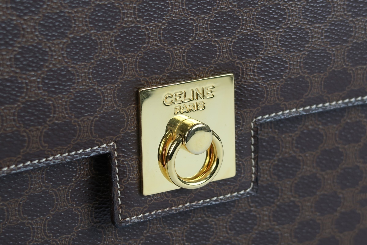超美品】CELINE セリーヌ マカダム ショルダーバッグ ガンチーニ金具
