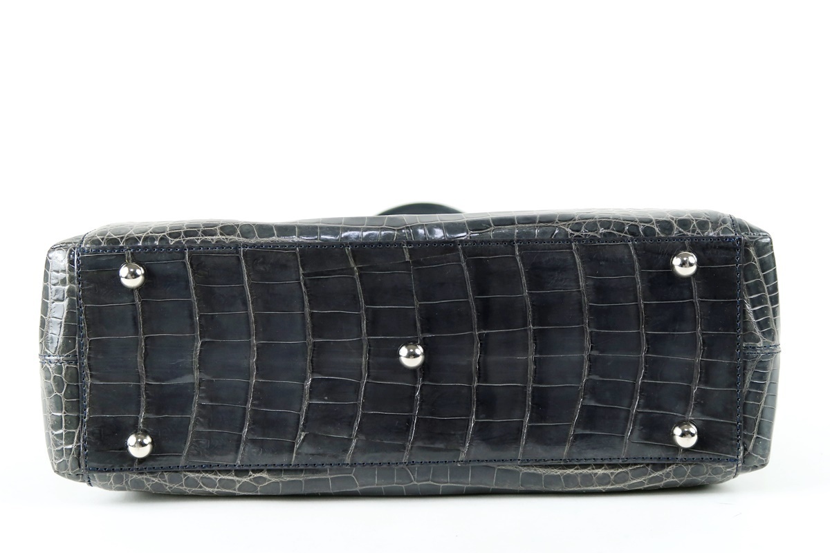 [ прекрасный товар ]JRA сделано в Японии местного производства крокодил ручная сумочка серый серия кожа натуральная кожа женский сумка [JZ78]