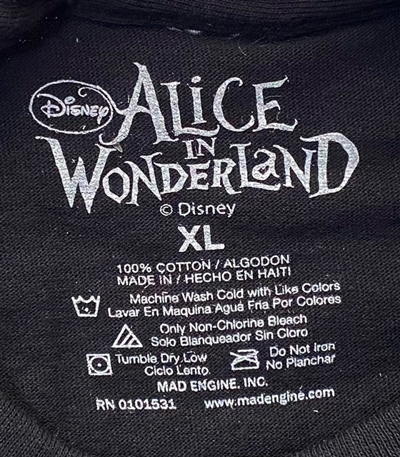 アリス イン ワンダーランド チェシャ 猫 Tシャツ XL 箱入り デッド
