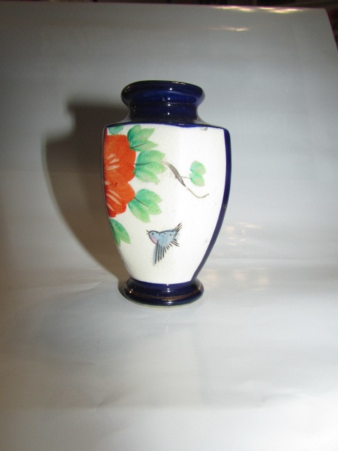 ( Aizu . pine * old house * delivery )( old era. hand ..* bird . flower pattern * small small overglaze enamels vase ) valuable * rare article 