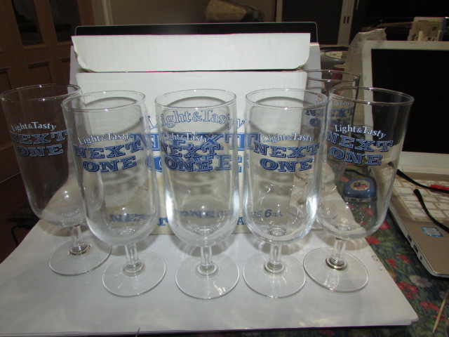 ( sake shop * delivery )( old unused Sapporo beer glass *NEXT ONE boxed 6 piece )NO2* Showa Retro * valuable * rare article unused 