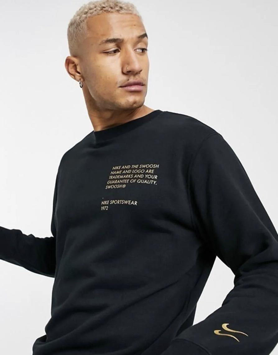 XL】新品 NIKE メンズ スウェットクルー スウッシュ 黒 ゴールド XL】新品 NIKE メンズ スウェットクルー スウッシュ 黒 ゴールド