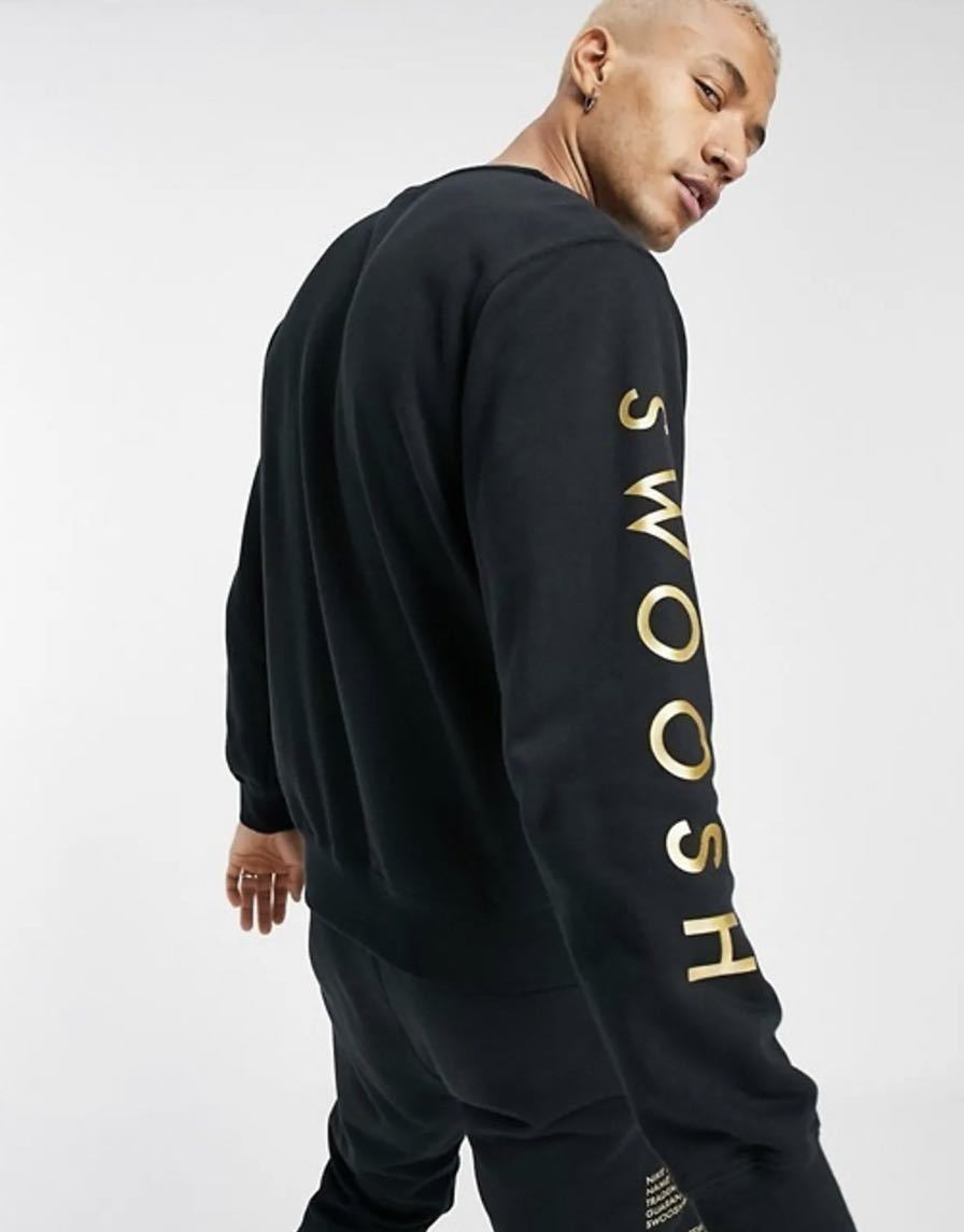 XL】新品 NIKE メンズ スウェットクルー スウッシュ 黒 ゴールド XL】新品 NIKE メンズ スウェットクルー スウッシュ 黒 ゴールド