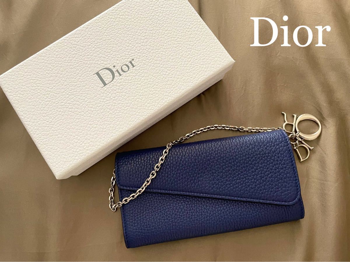 ディオール　Dior 長財布　コンチネンタル　ネイビー