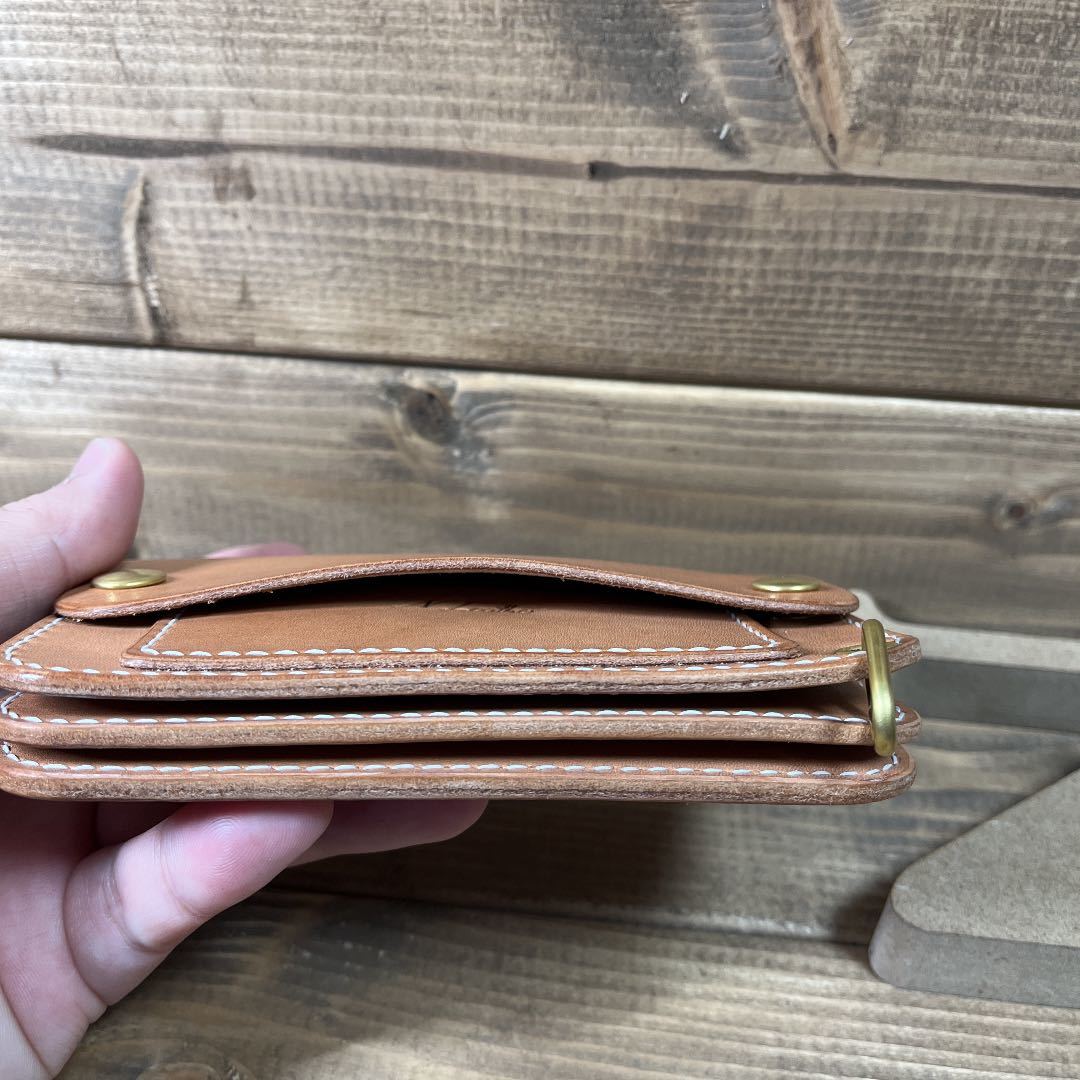 トラッカーウォレット　ミドル　小判カン付き　栃木レザー　サドルレザー　小さい財布