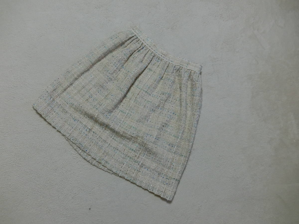 KUMIKYOKU　組曲　サマーツイード　ノーカラー　スカート　セットアップスーツ　アイボリー系　3/2_画像4