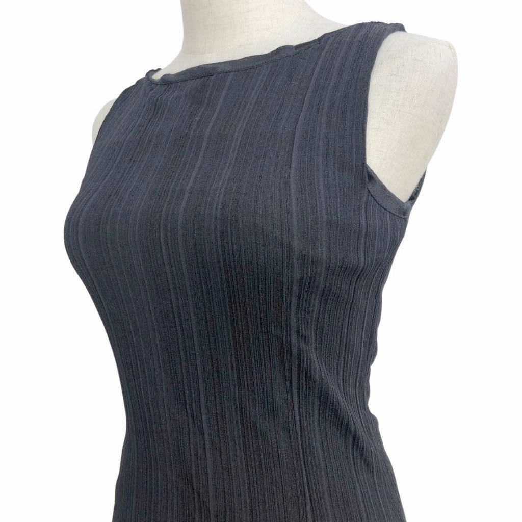  beautiful goods MAX MARA Max Mara lady's black no sleeve pleat long One-piece 40 inscription 