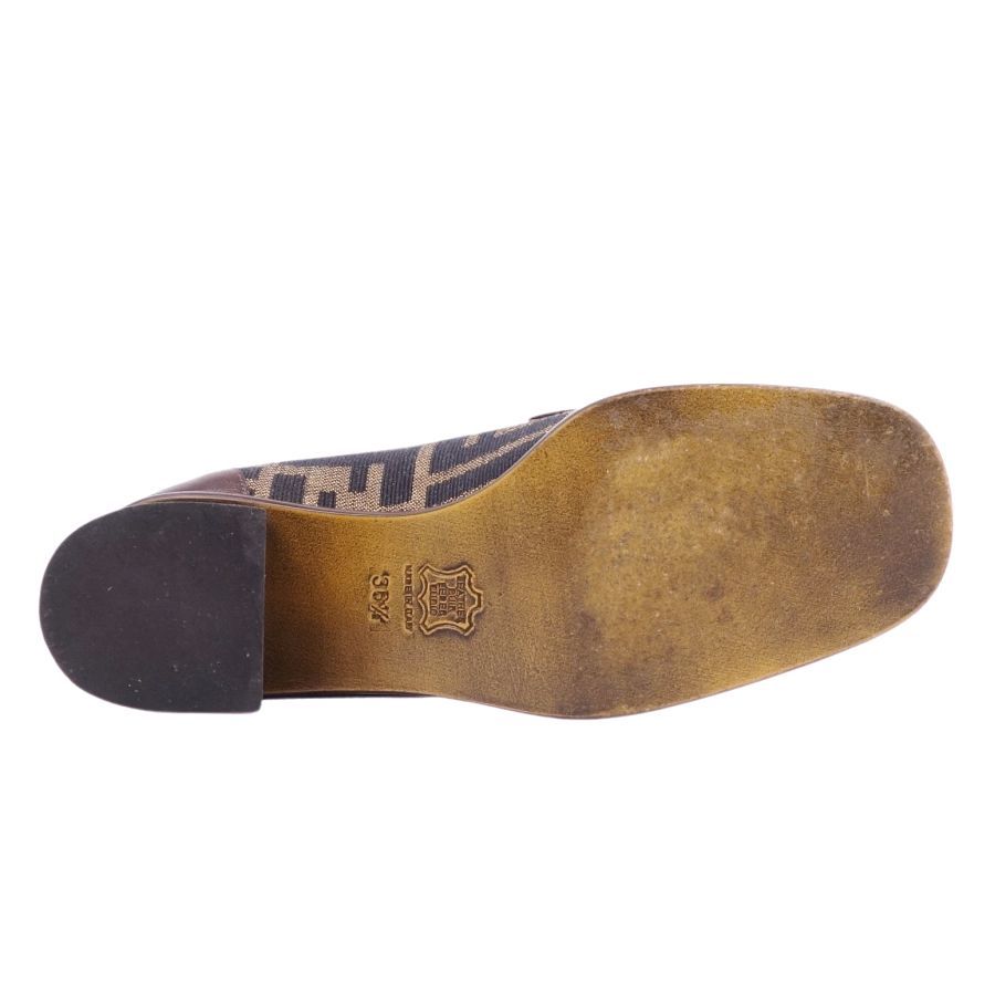 美品 Vintage フェンディ FENDI パンプス ズッカ柄 キャンバス レザー