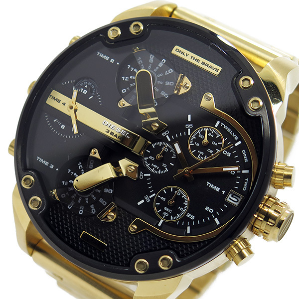 新品本物 ディーゼル DIESEL 4タイム SALE 特価キャンペーン 91%OFF クオーツ クロノ 腕時計 メンズ DZ7333 ゴールド ブラック