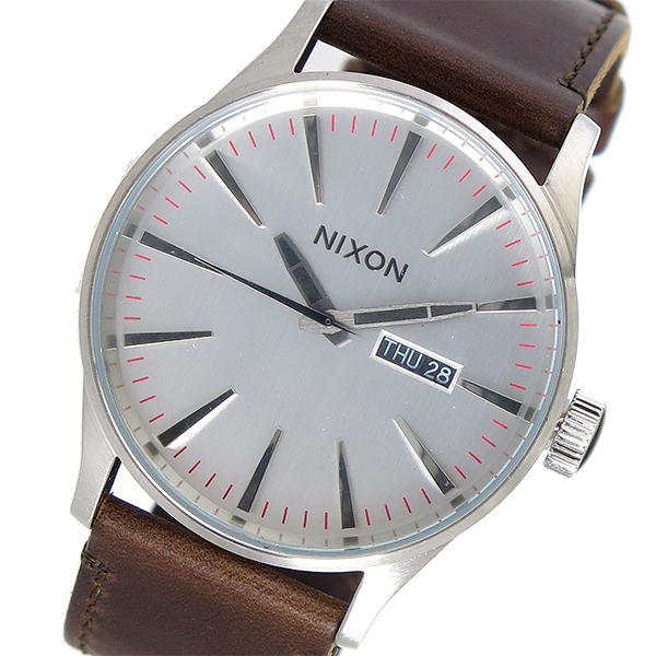 新品本物 ニクソン NIXON セントリーレザー SENTRY LEATHER A105-1113 今日の超目玉 クオーツ 腕時計 メンズ シルバー 驚きの安さ