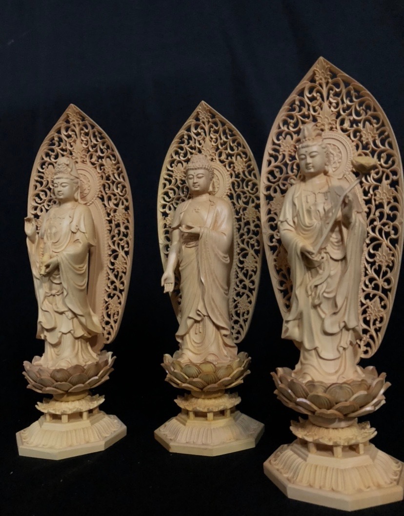 仏教工芸品 総柘植材 精密彫刻 極上品 木彫仏教 仏師で仕上げ品 阿弥陀