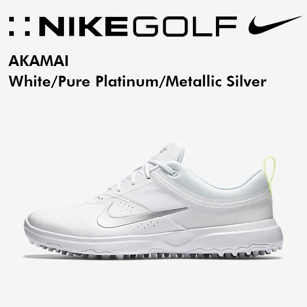 26cm ナイキ アカマイ ホワイトピュアプラチナム ゴルフシューズ NIKE AKAMAI GOLF SHOES White/Pure Platinum/Metalic Silver