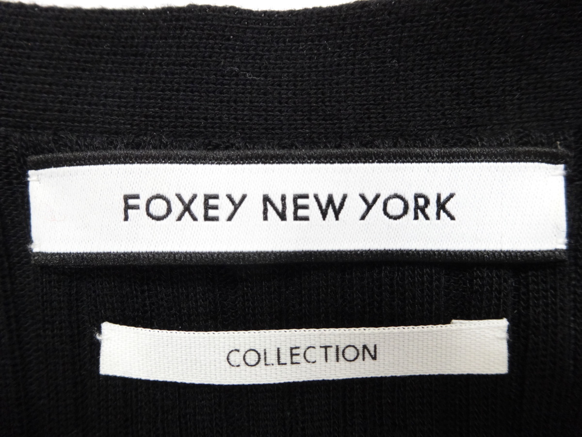 2019年【美品】フォクシー FOXEY NEW YORK COLLECTION リブ ニット サマー カーディガン ブラック 40_画像4