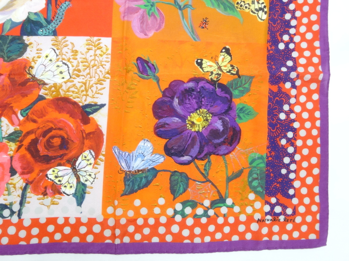 [ unused ]nata Lee reteNathalie Lete scarf silk 100% dot polka dot floral print flower new goods shop channel 