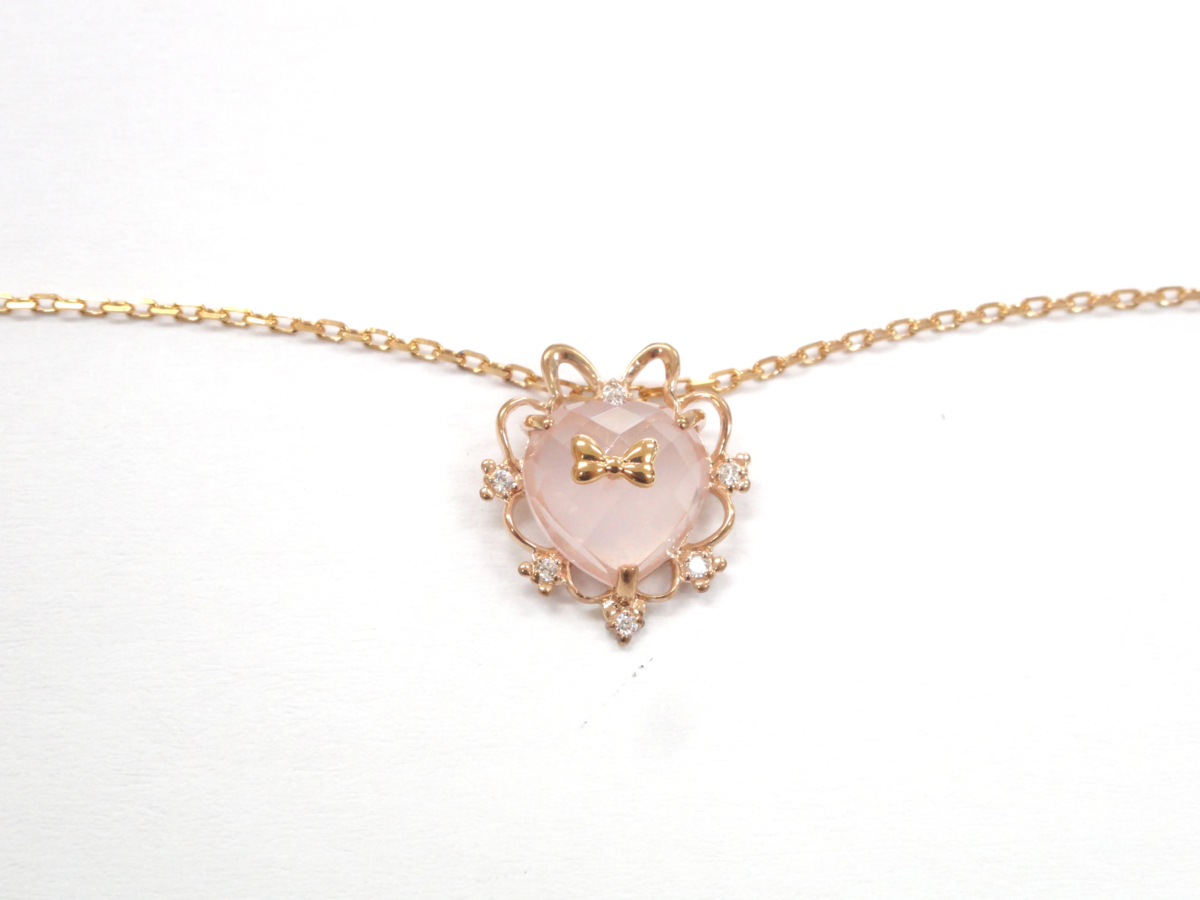 [ unused ]sa man sa Tiara Mini - necklace rose quartz Heart silver ( pink gold color ) sterling Disney limitation collaboration 