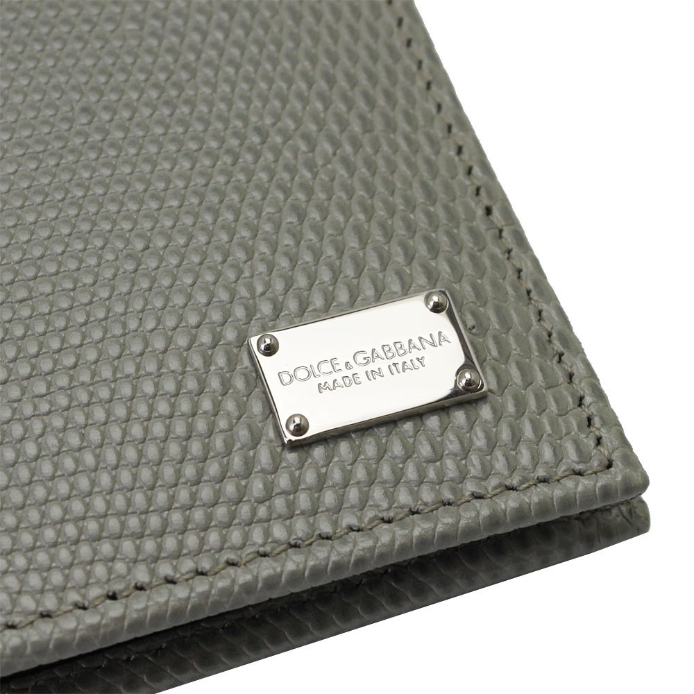 ドルチェ＆ガッバーナ DOLCE＆GABBANA 二つ折り財布 型押しレザー リザード調 グレー系 内側ブラック BP0457 B5373 80720_画像2
