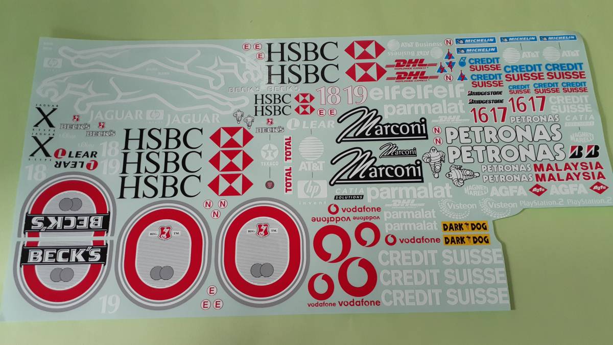 送料無料タミヤF1 1/10ＲＣ　ジャガー ＨＳＢＣ ペトロナス ＢＥＣＫＳ 用ステッカー ジャンク品　アーバイン　ハーバート　当時物　絶版品