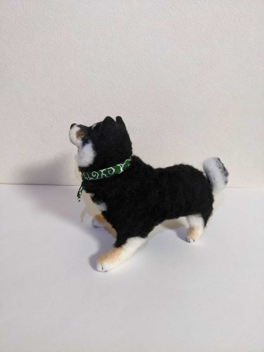 羊毛フェルト 豆柴 柴犬 黒柴 犬 芝生 ハンドメイド 羊毛フェルト 豆柴 柴犬 黒柴 犬 芝生 ハンドメイド