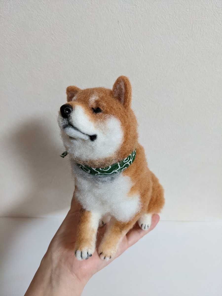 羊毛フェルト 豆柴 茶柴 柴犬 芝生 犬 ハンドメイド 羊毛フェルト 豆柴 茶柴 柴犬 芝生 犬 ハンドメイド