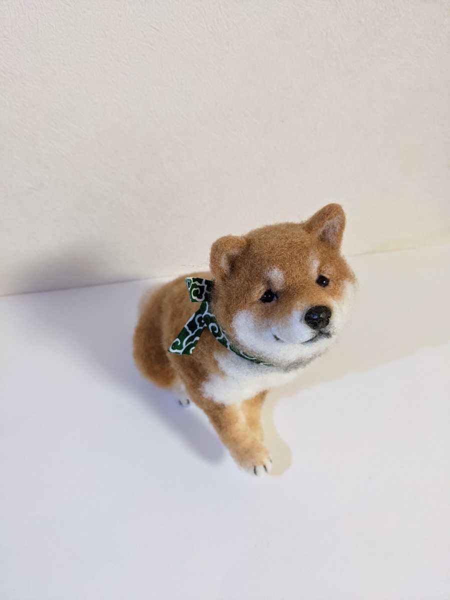 羊毛フェルト 豆柴 茶柴 柴犬 芝生 犬 ハンドメイド 羊毛フェルト 豆柴 茶柴 柴犬 芝生 犬 ハンドメイド