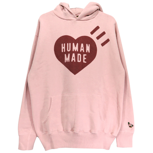 HUMAN MADE ヒューマンメイド HEART HOODED SWEATSHIRT HM23CS004 ハート フーデッド スウェット パーカー ピンク トップス フーディー_画像1