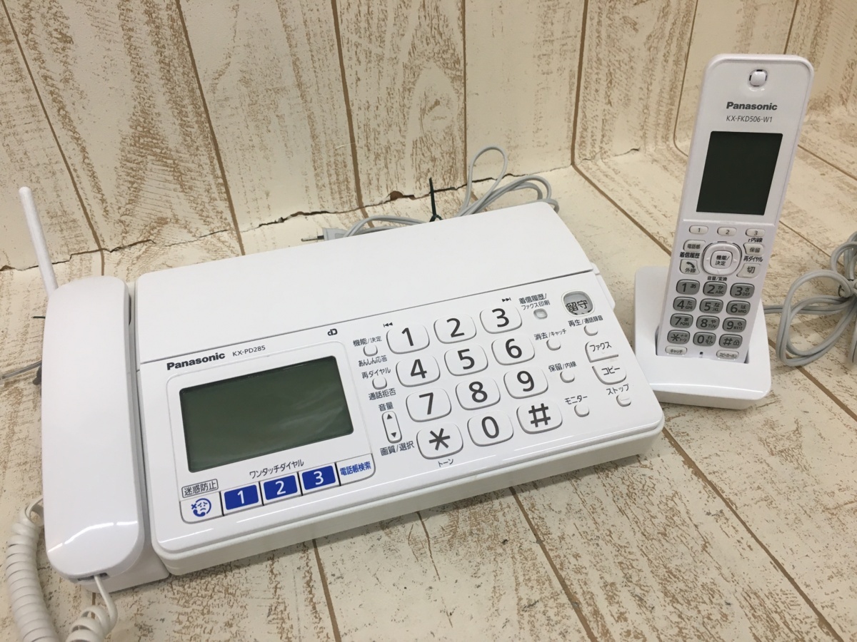 送料全国一律500円 1円～ Panasonic パナソニック デジタル コードレス FAX 電話機 子機1台付 KX-PD285DLE3 動作確認済 中古品 NH0772_画像1