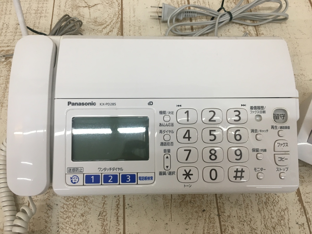 送料全国一律500円 1円～ Panasonic パナソニック デジタル コードレス FAX 電話機 子機1台付 KX-PD285DLE3 動作確認済 中古品 NH0772_画像2