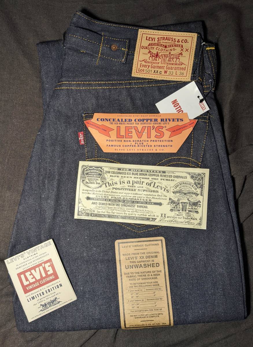 送料込!新品デッドストック LEVI'S 501XXC W33 米国製 アメリカ製 リーバイス バレンシア コーンミルズ 555 1998年 37201-0003 MADE IN USA