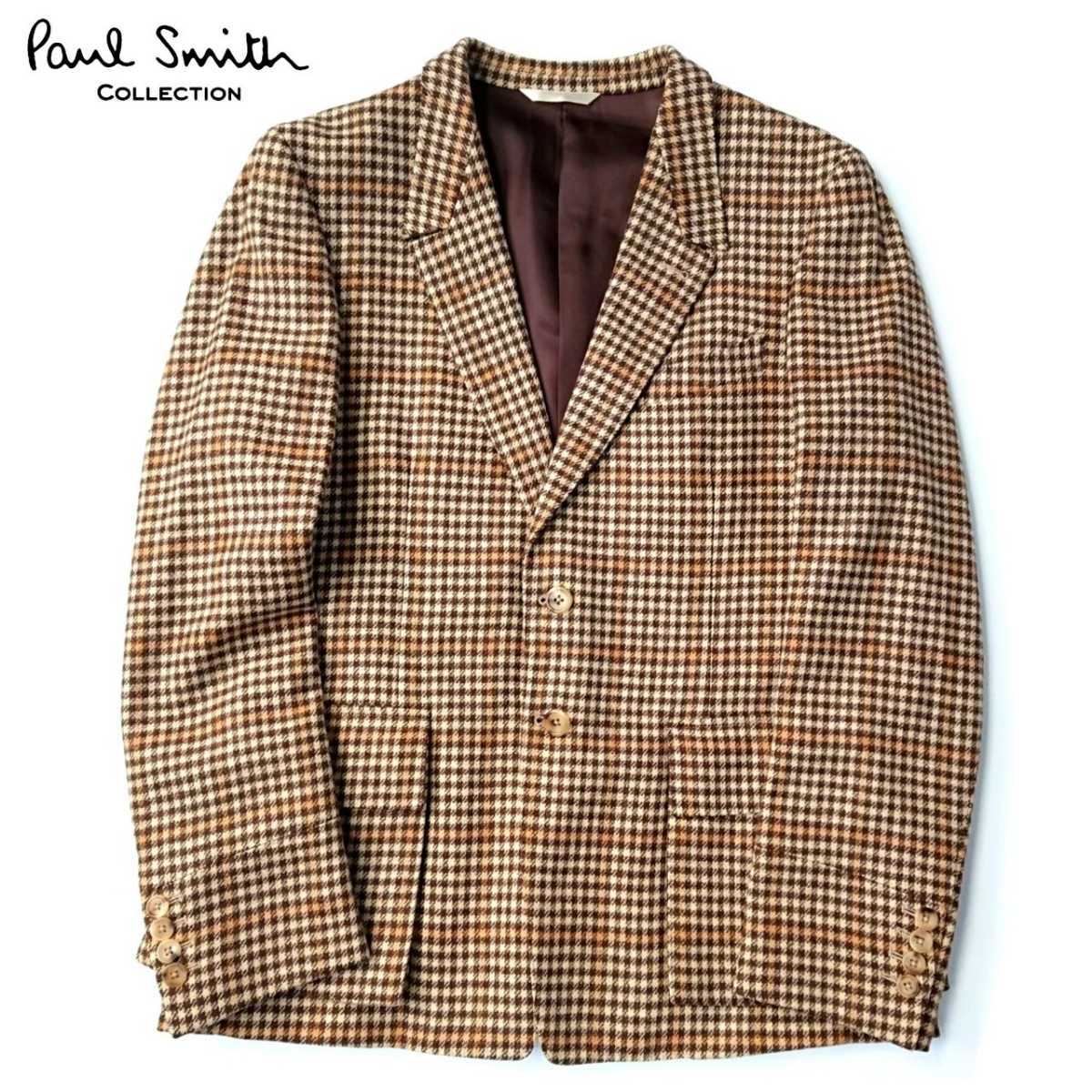  супер редкостный Paul Smith COLLECTION Paul Smith коллекция высший класс окно авторучка gun Club проверка шерсть 2B tailored jacket L превосходный товар 