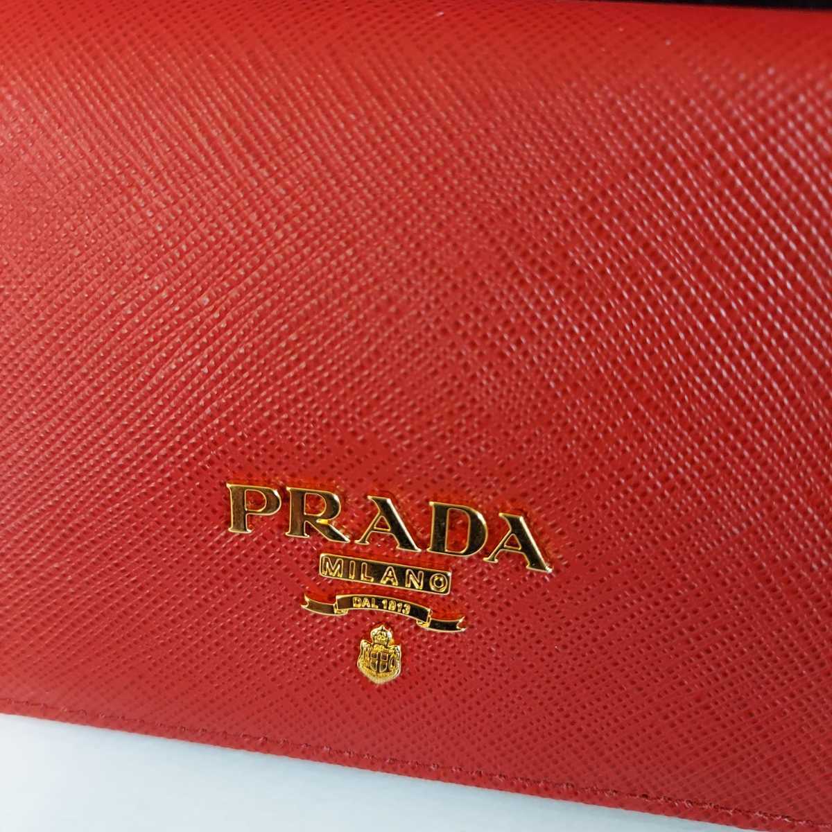 未使用 プラダ PRADA mv204 レッド fuoco サフィアーノ レザー 財布